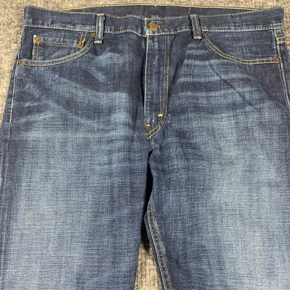 Levis 513 Slim Straight Jeans Mens 36x32 Blue Dark Wash Denim Casual Classic - Picture 5 of 13
